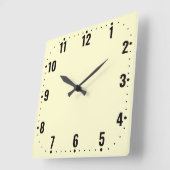 Minimalistisches Cremegesicht mit Zahlen - brüchig Quadratische Wanduhr (Winkel)