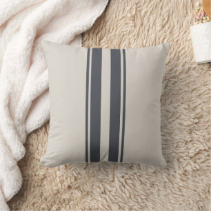 Minimalistisches Cremeweiß und Navyblau gestreift Kissen