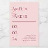 Minimalistisches Crimson Red Wedle Candle Label Lebensmitteletikett (Einzelnes Label)