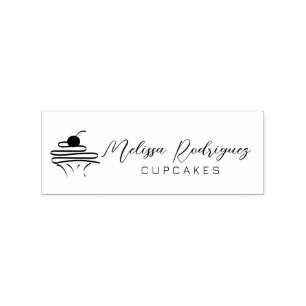 Minimalistisches Cupcake-Bäckerei-Bäcker-Script-Lo Gummistempel