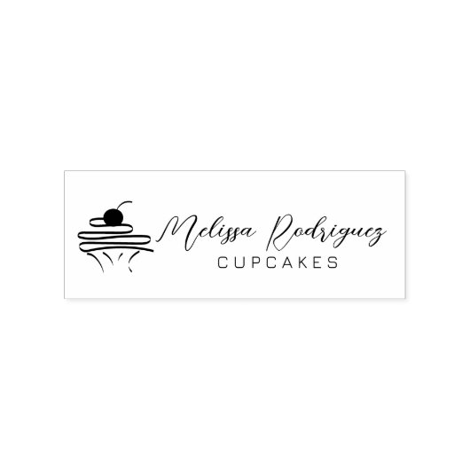 Minimalistisches Cupcake Baker-Script-Logo Gummistempel (Stempel)