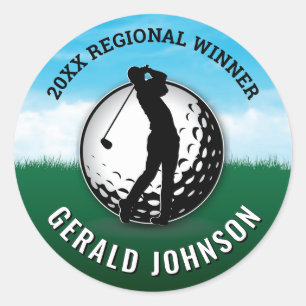 Minimalistisches Custom Elegante Men Golf Monogram Runder Aufkleber