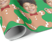 Minimalistisches Custom Face Foto Gingerbrett Xmas Geschenkpapier (Rolleneckpunkt)