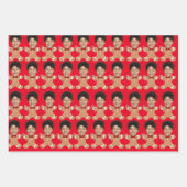 Minimalistisches Custom Face Foto Gingerbrett Xmas Geschenkpapier Set (Vorderseite 2)