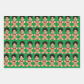 Minimalistisches Custom Face Foto Gingerbrett Xmas Geschenkpapier Set (Vorderseite)