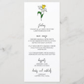Minimalistisches Daffodil Wedding Menu Menükarte (Vorderseite)