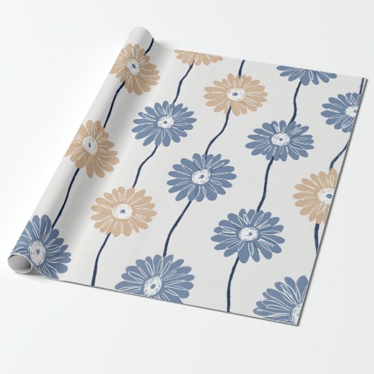 Minimalistisches Daisy-Blumenmuster (6) Geschenkpapier (Ungerollt)