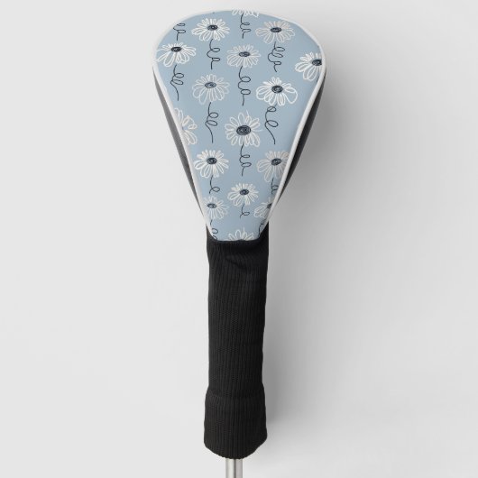 Minimalistisches Daisy-Blumenmuster (7) Golf Headcover (Vorderseite)