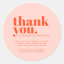 Minimalistisches Danke elegant Orange Pink