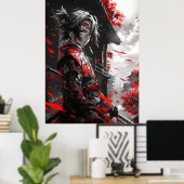 Minimalistisches Demon-Slayer-Poster mit handgezei Poster (Heimbüro)