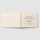 Minimalistisches Design Beige Leinen & Gold Law Sc Gästebuch (Voll)