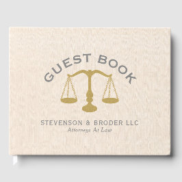 Minimalistisches Design Beige Leinen & Gold Law Sc Gästebuch