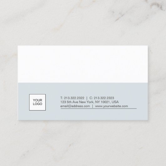 Minimalistisches Design Blaues Weiß Schlicht Visitenkarte (Rückseite)