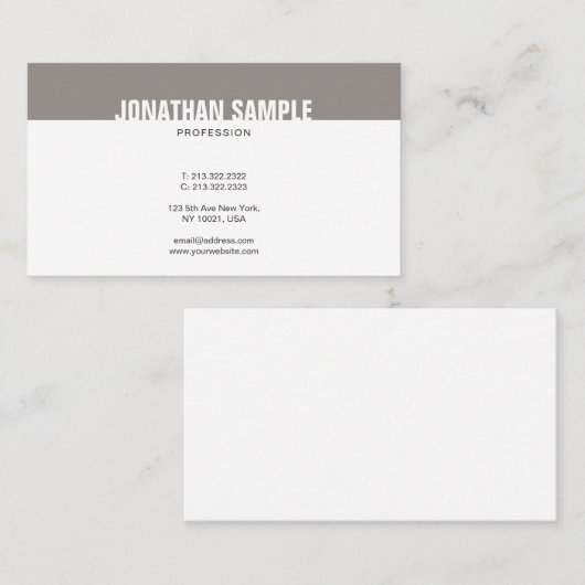 Minimalistisches Design Braun Weiß Schlicht Trendy Visitenkarte (Vorne/Hinten)