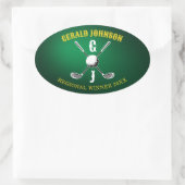 Minimalistisches Design der Golf Monogram von Ovaler Aufkleber (Tasche)