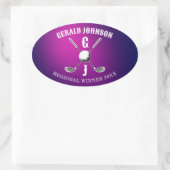 Minimalistisches Design der Golf Monogram von Ovaler Aufkleber (Tasche)