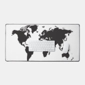 Minimalistisches Design der Weltkarte Schwarz/Weiß Schreibtischunterlage (Tastatur & Maus)