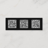 Minimalistisches Design Drei QR Code Sleek Mini Visitenkarte (Vorderseite)