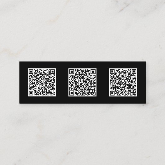 Minimalistisches Design Drei QR Code Sleek Mini Visitenkarte (Vorderseite)