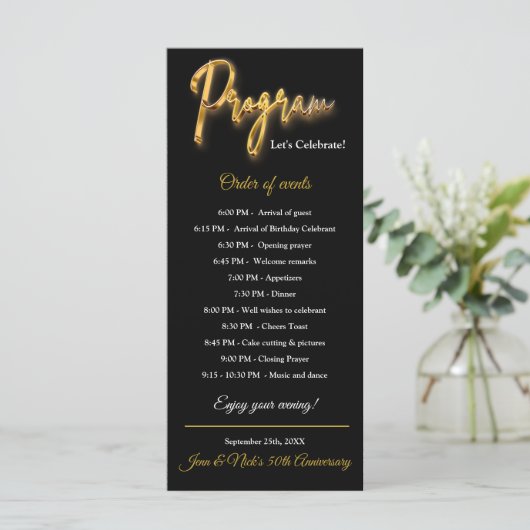 Minimalistisches Design für das Black & Gold Progr Menükarte (Stehend Vorderseite)