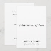 Minimalistisches Design für eine Lebensfeier Programm (Vorne/Hinten)