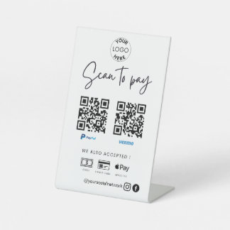Minimalistisches Design für zwei QR-Logos prüfen Sockelschild