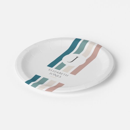 Minimalistisches Design in Pastellfarben Pappteller (Schrägansicht)