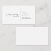 Minimalistisches Design Moderne Elegante Weiß Krea Visitenkarte (Vorne/Hinten)