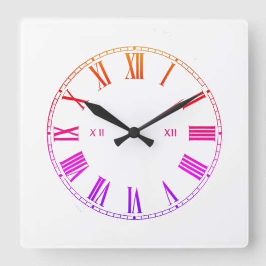 Minimalistisches Design römische Zahlen Moderne St Quadratische Wanduhr (Vorderseite)