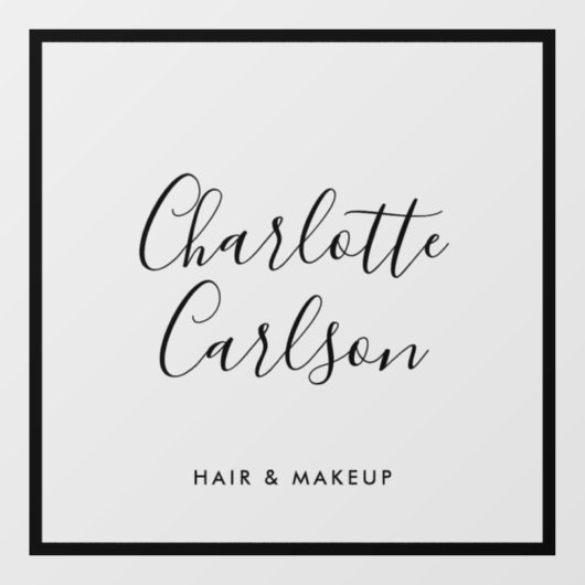 Minimalistisches Design-Skript schwarz transparent Fensteraufkleber (Blatt)