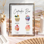 Minimalistisches Dessert Cupcake Menu Hochzeit Poster