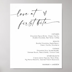 Minimalistisches Dessert-Menü-Zeichen, Liebe am er Poster