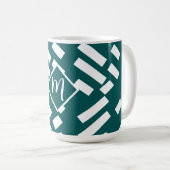 Minimalistisches Diagonal-Streifen-Muster, Monogra Kaffeetasse (VorderseiteRechts)