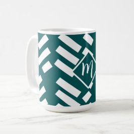 Minimalistisches Diagonal-Streifen-Muster, Monogra Kaffeetasse
