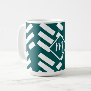 Minimalistisches Diagonal-Streifen-Muster, Monogra Kaffeetasse