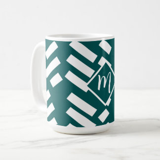 Minimalistisches Diagonal-Streifen-Muster, Monogra Kaffeetasse
