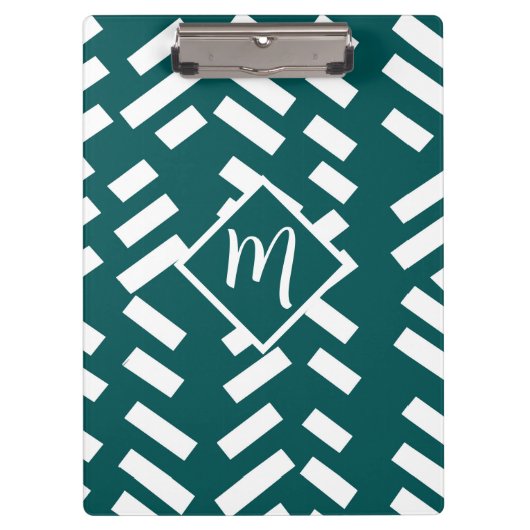 Minimalistisches Diagonal-Streifen-Muster, Monogra Klemmbrett (Vorderseite)