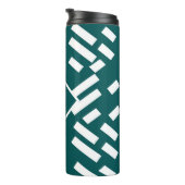 Minimalistisches Diagonal-Streifen-Muster, Monogra Thermosbecher (Nach rechts gedreht)