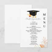 Minimalistisches Dinner-Menü mit Whimsical Graduat Einladung (Vorne/Hinten)