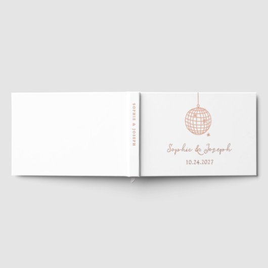 Minimalistisches Diskothek-Ball | Echte Gold Foil Gästebuch (Voll)