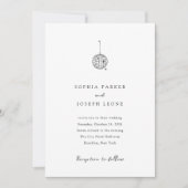 Minimalistisches Diskothek-Ball | Schwarz-Weiß-Hoc Einladung (Vorderseite)