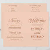 Minimalistisches DIY-Hochzeitsprogramm 'Soft Peach (Vorne/Hinten)