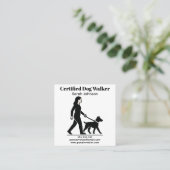 Minimalistisches Dog Walker-Logo Quadratische Visitenkarte (Stehend Vorderseite)