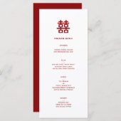 Minimalistisches doppeltes Glück Einfache chinesis Menükarte (Vorne/Hinten)