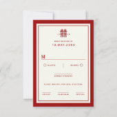 Minimalistisches doppeltes Glück Einfache chinesis RSVP Karte (Vorderseite)