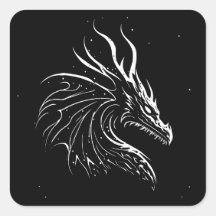 Minimalistisches Drachenportrait, schwarz-weiß