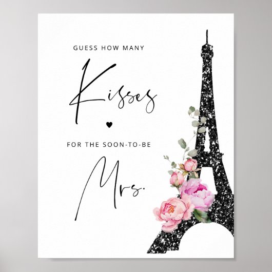 Minimalistisches Drehbuch Eiffelturm Wie viele Küs Poster (Vorne)