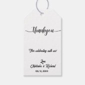 Minimalistisches Drehbuch elegante Hochzeit danke  Geschenkanhänger (Vorderseite)
