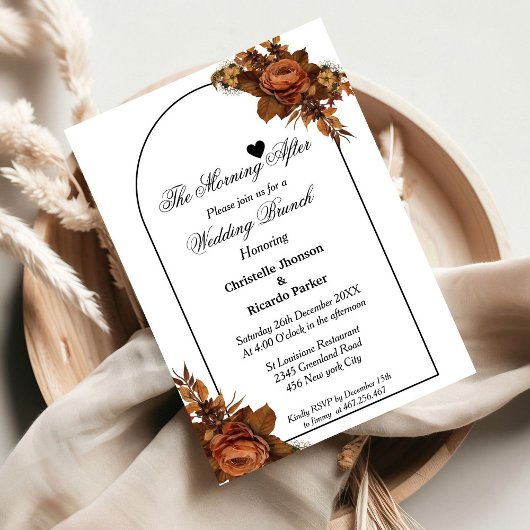 Minimalistisches Drehbuch Orangen Hochzeitsbrunch Einladung