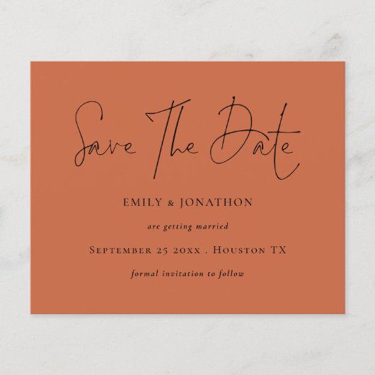 Minimalistisches Drehbuch Save the Date (Vorderseite)